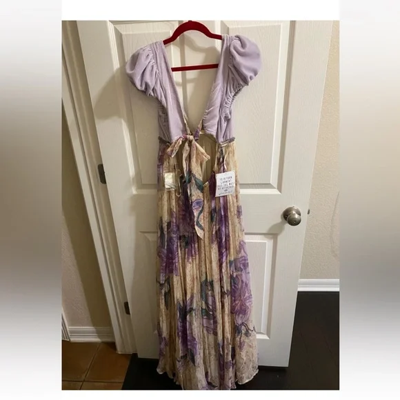 Free People Colette Maxi Dress Size 8 Mauve Fairy Embroidery Floral Skirt Fairy - Picture 6 of 10